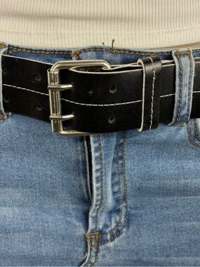 H&M Black Leather Dress Belt with Subtle Stitching made in Italy